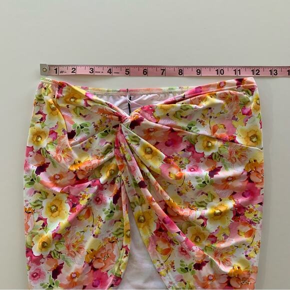 VDM The Label Kylie Pink & Yellow Floral Print Swimsuit Cover Up Skirt XS - Picture 2 of 6